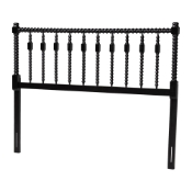 Baxton Studio Juliette Turned Spindle Headboard - Crafted Wood Panel with Decorative Spoke Design for Cottage Farmhouse Bedroom, King, Black